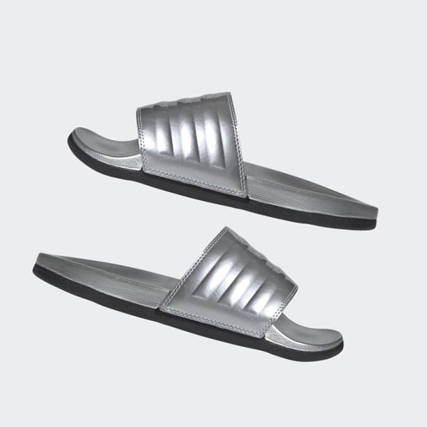 Chanclas Adidas Adilette Comodidad Mujer Chile Plateadas - EGUOVQ502