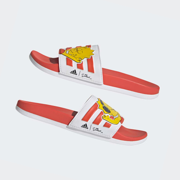 Chanclas Adidas The Simpsons Adilette Comodidad Mujer Chile Blancas - VYZJTQ625