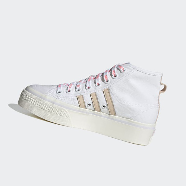 Zapatillas Adidas Nizza Plataforma Mid Mujer Chile Blancas - OJQNVU096