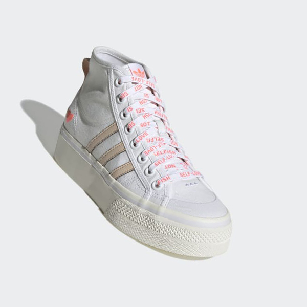 Zapatillas Adidas Nizza Plataforma Mid Mujer Chile Blancas - OJQNVU096